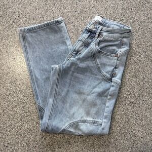 Saige Jeans Womens 0 24x27 High Rise Barrel Leg Wide Denim Light Wash